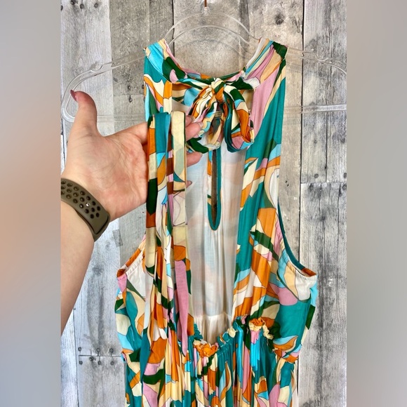 Anthropologie Maeve Keyhole Halter Maxi Dress in Blue Multi Size 1X Plus. - Picture 7 of 15